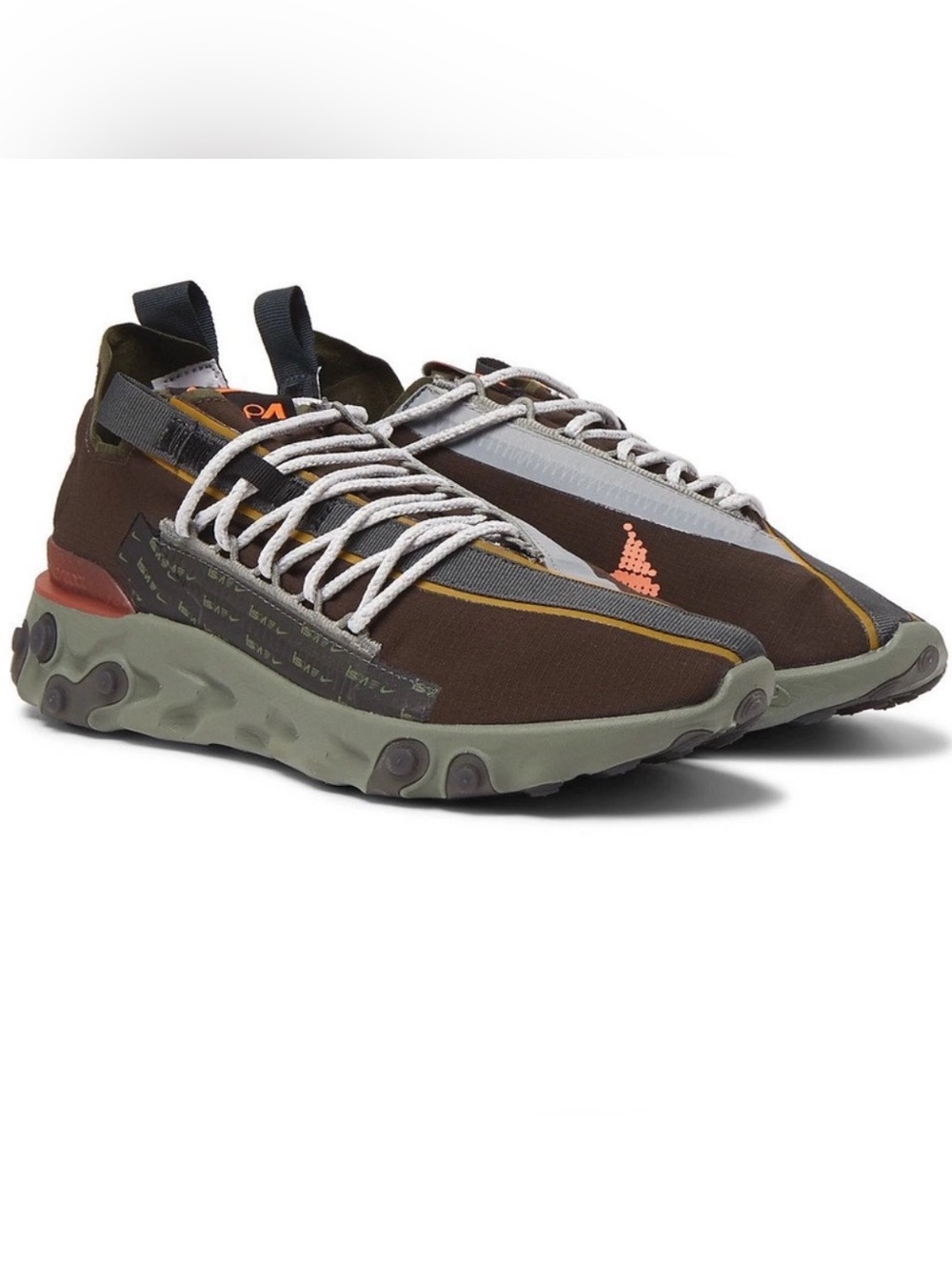 Nike ISPA React WR Low Top Lace-Up Sneakers Brown Gray Orange Men’s 6 Womens 7.5